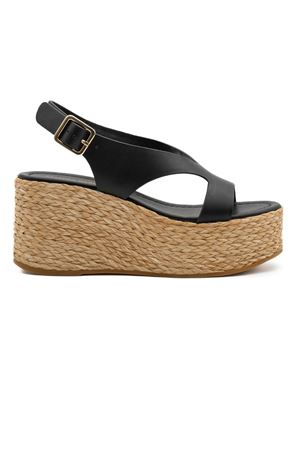 Black leather wedge sandal PALOMA BARCELO | 302301BLACK
